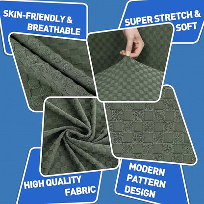 MAXIJIN 4 Piece Couch Covers for 3 Cushion Couch Super Stretch Non Slip Couch Cover for Dogs Pet Friendly Elastic Jacquard Furniture Protector Sofa Slipcovers (Sofa, Army Green)