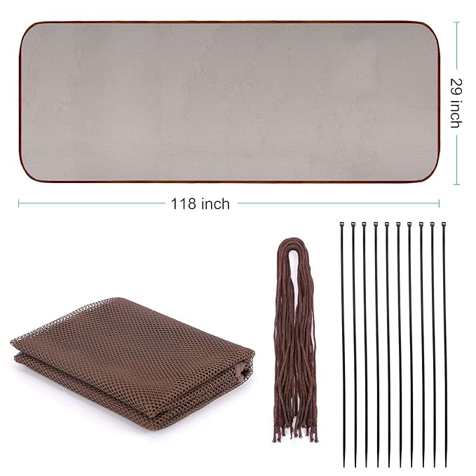 Child Safety Net - 10ft L x 2.5ft H, Balcony, Patios and Railing Stairs Netting, Safe Rail Net for Kids/Pet/Toy, Sturdy Mesh Fabric Material (Brown)