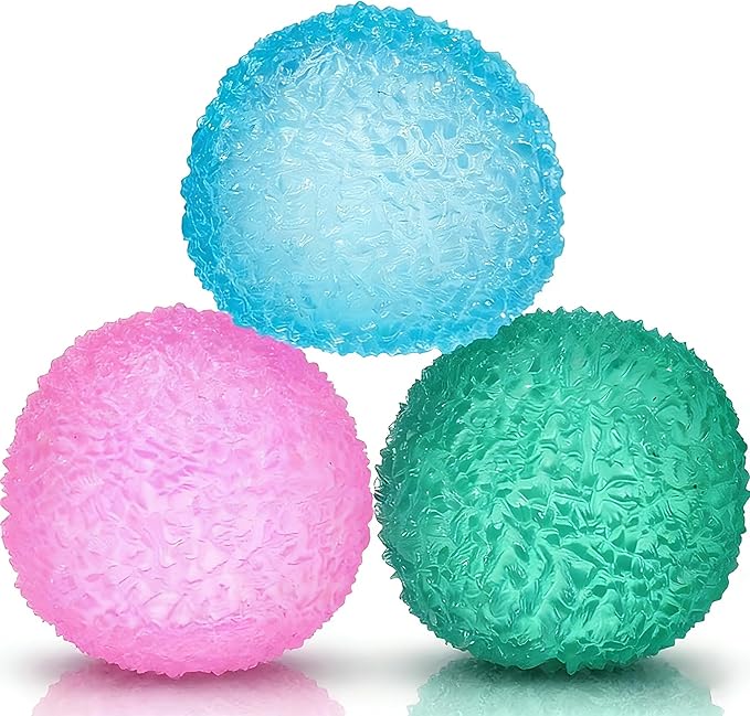 3 Pcs 1.45’’ Textured Stress Balls, Silky Soft Memory Gel Squeeze Balls, Anxiety Stress Relief Fidget Toys for Kids Adults, Warm Series Squishy Fidget Balls Pack