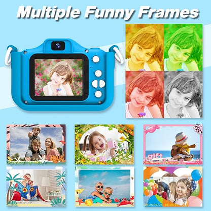 Goopow Kids Camera Toys for 3-8 Year Old Boys,Children Digital Video Camcorder Camera with Cartoon Soft Silicone Cover, Best Chritmas Birthday Festival Gift for Kids - 32G SD Card Included