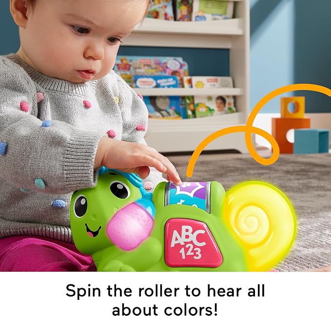 Fisher-Price Baby Learning Toy Link Squad Crawl ‘n Colors Chameleon with Music & Lights for Ages 9+ Months, Compatible Only with Link Squad Items