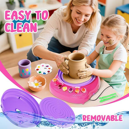 Pottery Wheel for Kids, Arts and Crafts for Kids Ages 8-12, Crafts for Girls 8-12, Complete DIY Clay Wheel Pottery Kit for Beginners, Kid Crafts Gifts for Girl Toys Ages 8 9 10 11 12 Year Old Birthday