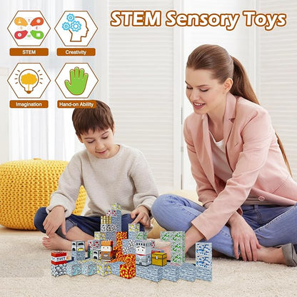 110Pcs Magnetic Blocks Craft World Set, Magnetic Blocks Le Building go Toys for Kids,STEM Sensory Toys for Toddlers Kids Christmas Birthday Gifts for 3+ Years Old Girls Boys