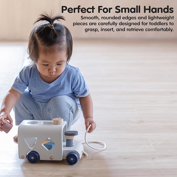 PlanToys® Sorting Bus Wooden Toy for Kids Ages 3+ | Montessori Shape & Colour Learning Activity for Sorting, Coordination & Fine Motor Skills | Eco-Friendly Educational Playset