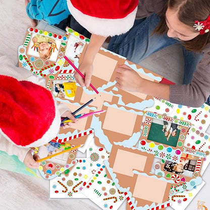 Qyeahkj 36 Packs Christmas Picture Frame Craft Kits for Kids, DIY Christmas Candy with Gingerbread House Peppermint Crafts for Holiday Xmas Photo Frames Art Favor Home Classroom Game Activities