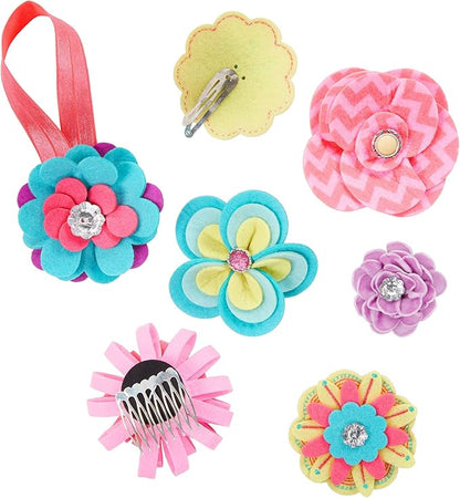 – Flower Hair Accessories Kit – 150pc Set with Felt Shapes & Buttons – Blossoming Beauties Creation Kit – Arts & Crafts Kits for Kids Aged 8 years +