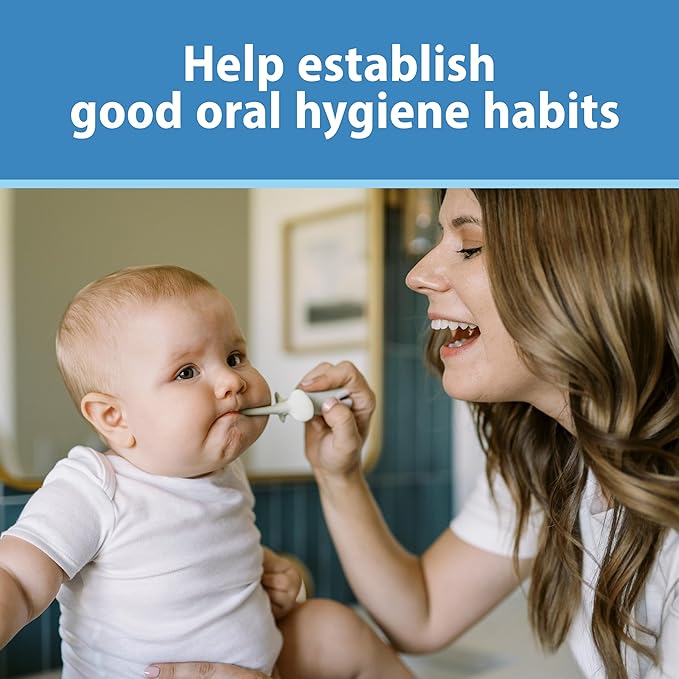 Dr. Brown's Infant-to-Toddler Training Toothbrush Set, Mint Elephant with Fluoride-Free Strawberry Baby Toothpaste, 0-3 Years (Styles May Vary)