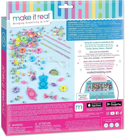 Make It Real: Pop! Shake! Twist! DIY Bracelet Kit - Make 7 Scensory Charm Bracelets, 171pcs, All-in-1 Jewelry Kit, Rainbow Colors, Girls & Kids Age 8+