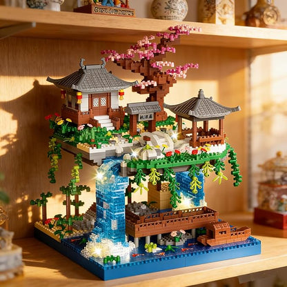 Beego Cherry Blossom Bonsai Tree Architecture Mini Building Kit Set, Chinese Peach BlossomArchitecture Building Blocks with Light, Japanese Sakura Tree House Gift for Adults, Teen(2500PCS)