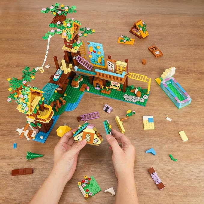 Tree House Building Set Compatible with Lego Friend, 947 PCS Adventure Camp Building Toy, Forest House Building Kit Birthday Gift for Adult Age 14+ Years