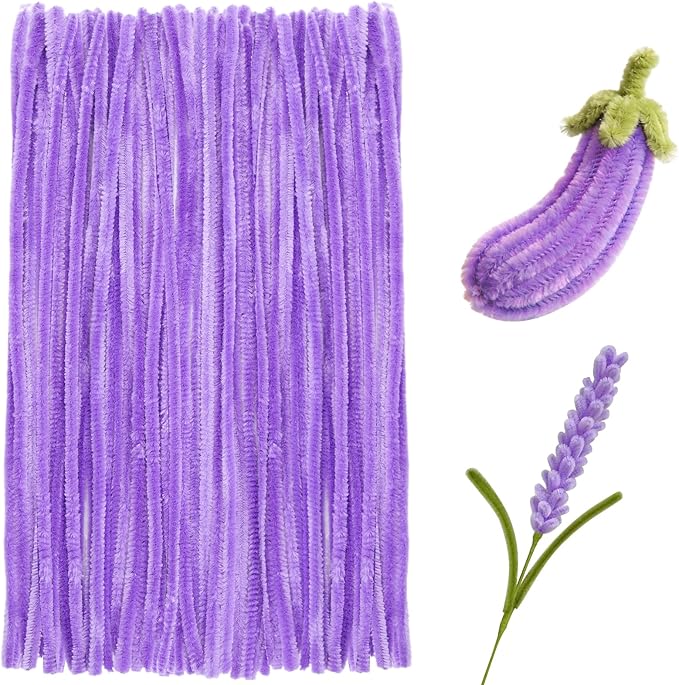 200 Pcs Pipe Cleaners Chenille Stems, Purple Pipe Cleaners, 11.8inch Long Craft Pipe Cleaner Bulk for Flowers Making, Mother’s Day DIY Art Crafts Decorations Supplies (Purple)
