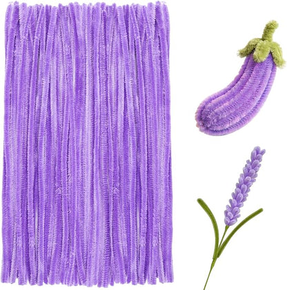200 Pcs Pipe Cleaners Chenille Stems, Purple Pipe Cleaners, 11.8inch Long Craft Pipe Cleaner Bulk for Flowers Making, Mother’s Day DIY Art Crafts Decorations Supplies (Purple)