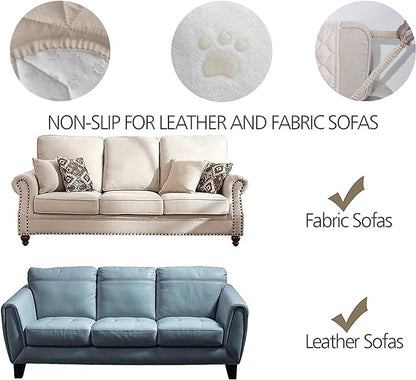 Ameritex Couch Sofa Slipcover 100% Waterproof Nonslip Quilted Furniture Protector Slipcover for Dogs, Children, Pets Sofa Slipcover Machine Washable (Beige, 78'')