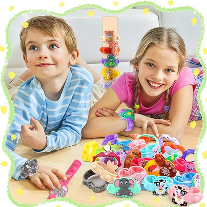 Party Favors for Kids Pop Bracelets 24 PACK Animal Fidget Bracelets,Birthday Gifts,Goodie Bag Stuffers,Carnival Prizes,Classroom Prizes
