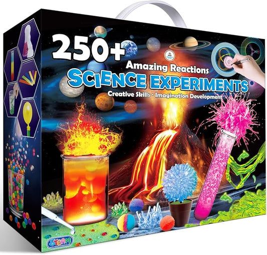 UNGLINGA 250+ Science Experiments Kits for Kids, Boys Girls Toys Birthday Gifts Ideas, Chemistry Set, STEM Activities Educational Project, Volcano, Solar System Planet and More Scientist Kit