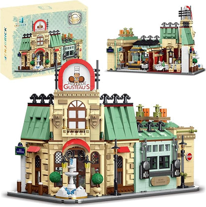Enjbrick Parisian Garden Hotel & City Kitchen Building Set, 2376Pcs Modular House Architecture Kit Compatible with Lego, French Bistro Gourmet Chef Model, Romantic Street View Gift for Adults