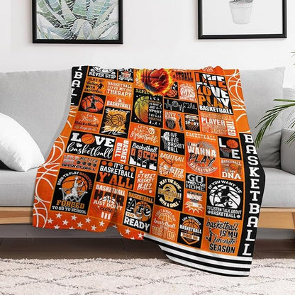 Basketball Throw Blanket - Soft Flannel Sports Basketball Blankets for Girls Boys Kids Pet Basketball Lovers - Warm Basketball Throw Blankets for All Season Sofa Lap, Chair - 40"x30"