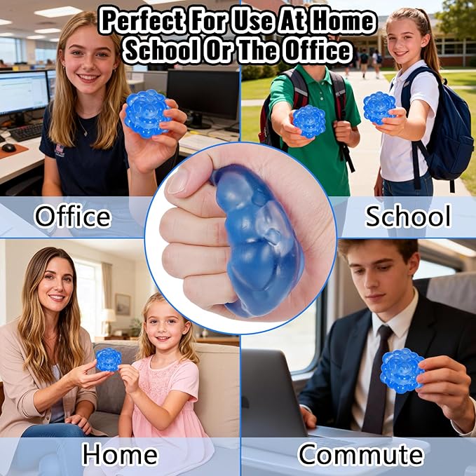 Ice Cube Squishy Fidget Toy, Standard Size 1.96 in Stress Ball for Adults and Kids, Puffwize Soft Textured Sensory Toy with Irregular Shape for Anxiety Relief and Improving Focus(Blue)