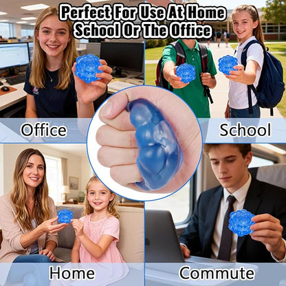 Ice Cube Squishy Fidget Toy, Standard Size 1.96 in Stress Ball for Adults and Kids, Puffwize Soft Textured Sensory Toy with Irregular Shape for Anxiety Relief and Improving Focus(Blue)