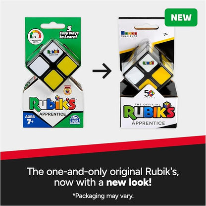 Rubik’s Cube, Apprentice, 2x2 Beginner Cube 3D Puzzle Game Stress Relief Fidget Toy Easy Activity Cube Travel Game Gift Idea, for Ages 7+