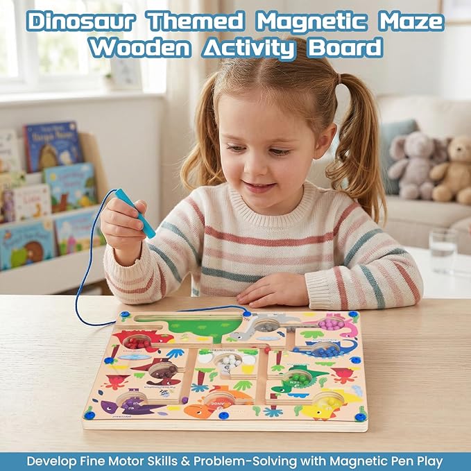 Magnetic Color & Number Maze, Montessori Wooden Color Matching Learning Counting Puzzle Board, Toddler Fine Motor Skills Toys for Boys Girls 3 4 5 Years Old