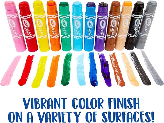Crayola Quick Dry Paint Sticks, Amazon Exclusive Colors, Paint Set for Kids, 12 Count