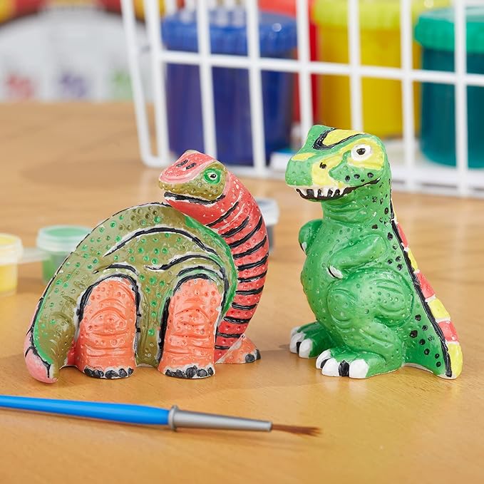 Melissa & Doug Created by Me! Dinosaur Figurines Craft Kit (2 Resin Dinosaurs, 6 Paints, Paintbrush)