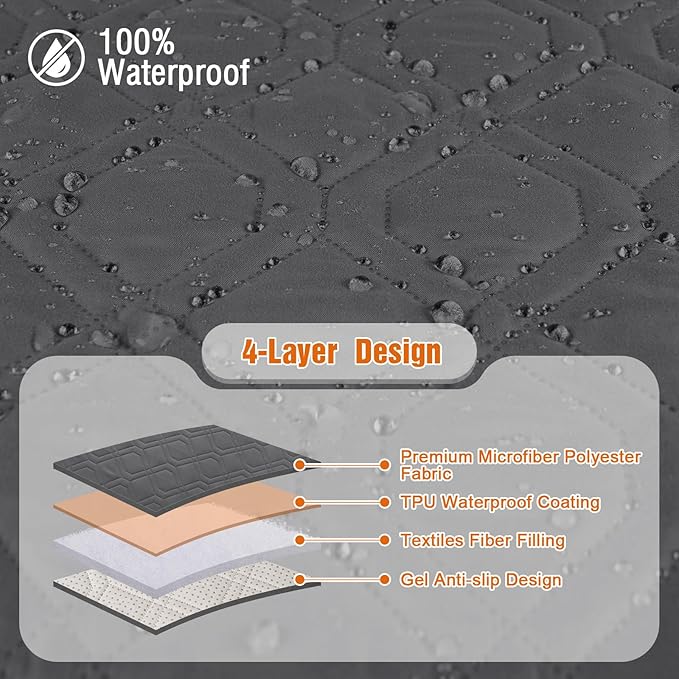 VANSOFY 100% Waterproof Recliner Chair Covers, Recliner Cover Non-Slip Dog Chair Cover Furniture Protector Washable Slipcover with Pocket, Elastic Straps for Pets, Dogs(Charcoal Gray, 30")