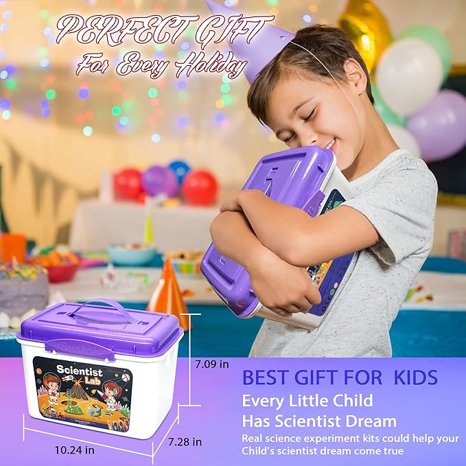 Educational Science Kit Kids Toys - 56 Science Lab Experiments, Science Kits for Kids Age 6-8-10-12, 70+ PCS DIY Stem Projects with Lab Coat Scientist Costume, Educational Toys for Kids Girls Boys