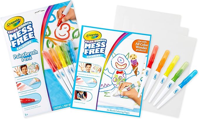 Crayola Color Wonder Paintbrush Pens & Paper, Mess Free Coloring for Toddlers, Painting Set, Toddler Arts & Crafts, Kids Gift