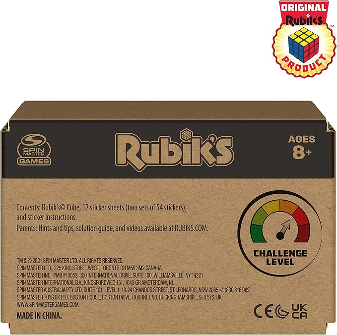 Rubik’s Cube, Original 3x3 Puzzle Brain Teaser Fidget Toy with Removable Interchangeable Mod Stickers to Customize, for Adults & Kids Ages 8 and up