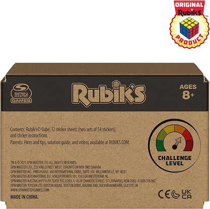 Rubik’s Cube, Original 3x3 Puzzle Brain Teaser Fidget Toy with Removable Interchangeable Mod Stickers to Customize, for Adults & Kids Ages 8 and up