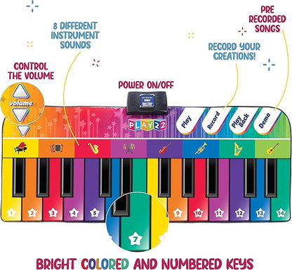 Play22 6 ft. Floor Piano Mat for Toddlers - Giant Piano Playmat, 24 Keys, 8 Musical Instruments, Adjustable Vol, Built in Songs, Record & Playback - Best Musical Toy Gift for Boys & Girls Ages 3-10