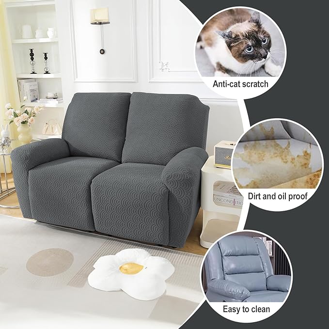 NORTHERN BROTHERS Loveseat Recliner Cover, Reclining Loveseat Covers, Love Seat Recliner Cover, Recliner Sofa Covers 2 Seater, Dark Gray