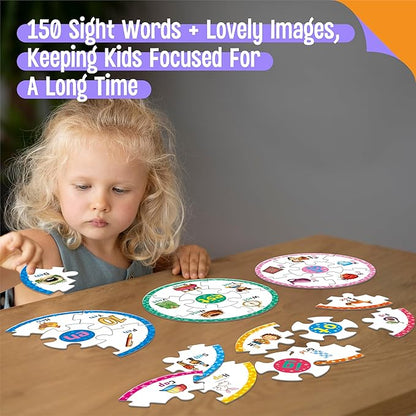 Phonics Puzzles, Short Vowel Sound Blends-30 Phonics & 150 Sight Words, Phonetic Rhyming Game Learn to Read Spell First Word Early Educational Tool for Toddlers, Preschool, Kindergarten, Homeschooling
