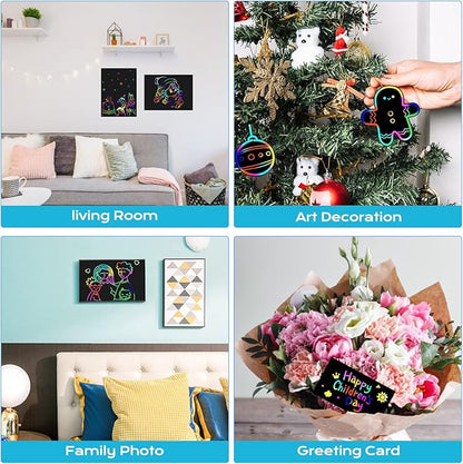 Smasiagon Scratch Paper Art-Crafts Kits for Kids, 2 Pack Scratch Off Notebooks Magic DIY Art Supplies Toys for 3-12 Years Old Girls Boys, Favors Gifts for Birthday Valentines Easter Party Games