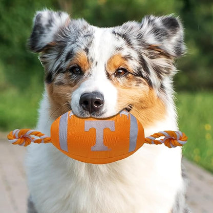 Pets First NCAA Tennessee Volunteers Football Dog Toy, Tough Quality Nylon Materials, Strong Pull Ropes, Inner Squeaker, Collegiate Team Color