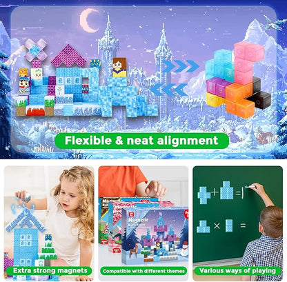 Magnetic Blocks - 150PCS Magnetic Blocks Build Frozen Castle - Magnetic Toys for Montessori Toddler Christmas Birthday Gifts - STEM Sensory Toys for 3 4 5 6 7 8 9 10 Year Old Girls