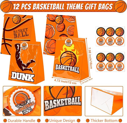 Basketball Party Favors Set 72 PCS Basketball Slap Bracelets Straws Tattoo Stickers Mini Stress Ball Silicone Bracelets Gift Bags for Kids Adults Sports Basketball Birthday Gift Classroom Rewards