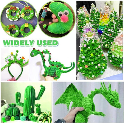 TOAOB 100pcs Pipe Cleaners Light Green Pipe Cleaners Chenille Stems 6mm x 12 Inch Fuzzy Sticks Craft Supplies for Art DIY Crafts Decorations
