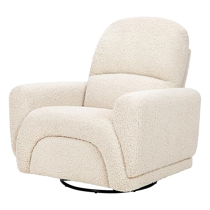 Babyletto Rainbow Recliner and Swivel Glider in Almond Teddy Loop, Greenguard Gold Certified and CertiPUR-US® Certified