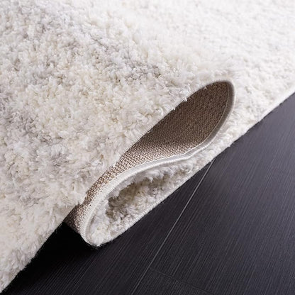 SAFAVIEH Berber Shag Collection Runner Rug - 2'3" x 8', Ivory & Light Grey, Non-Shedding & Easy Care, 1.2-inch Thick Ideal for High Traffic Areas in Living Room, Bedroom (BER563F)