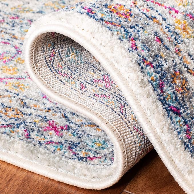 SAFAVIEH Evoke Collection 2'2" x 7' Cream / Fuchsia EVK250A Non-Shedding Living Room Entryway Foyer Hallway Bedroom Runner Rug