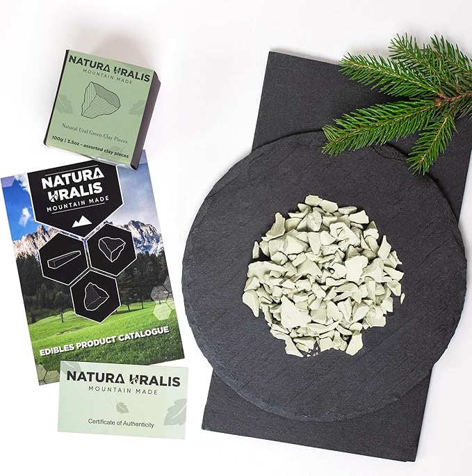 Ural Green Clay | 3.5oz of Natural Green Clay, Pastel to Verdant Green - Amazing Crunch, Satisfying Earthy, Velvety and Firm Texture, ASMR Sensation