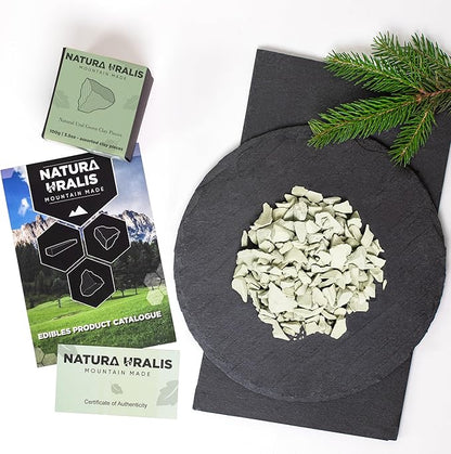 Ural Green Clay | 3.5oz of Natural Green Clay, Pastel to Verdant Green - Amazing Crunch, Satisfying Earthy, Velvety and Firm Texture, ASMR Sensation