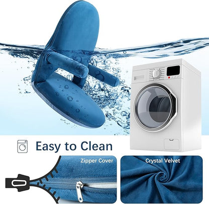 Nnewvante Floor Folding Chair Armrest, 42 Position Back Support Adjustable Floor Seat Washable Stackable Cushion for Class Meditation Playing Adults Kids,Ctystal Velvet Navy Blue