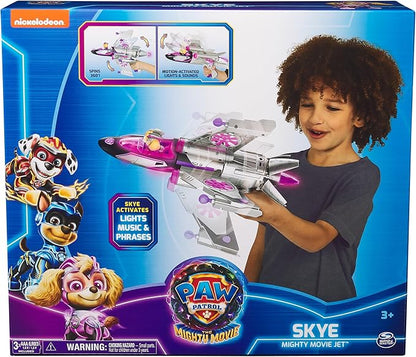 Paw Patrol: The Mighty Movie, Transforming Rescue Jet with Skye Mighty Pups Action Figure, Lights and Sounds, Kids Toys for Boys & Girls 3+