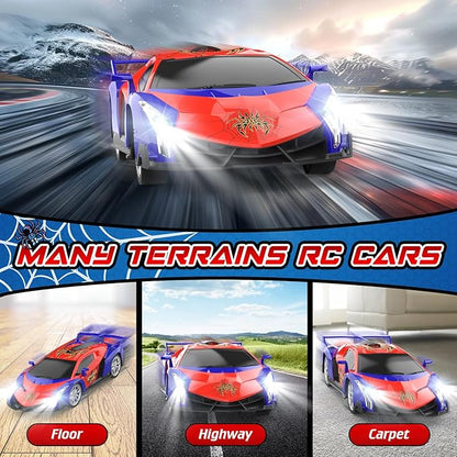 Growsland Remote Control Car, 2.4Ghz Rc Cars for Boys 4-7 8-12, Electric Kids Toys for Kids with Cool LED Lights, Rechargeable Hobby Race Cars Toys for Boys Girls Ages 4-6 5-7 6-8 8-12 Birthday Gift
