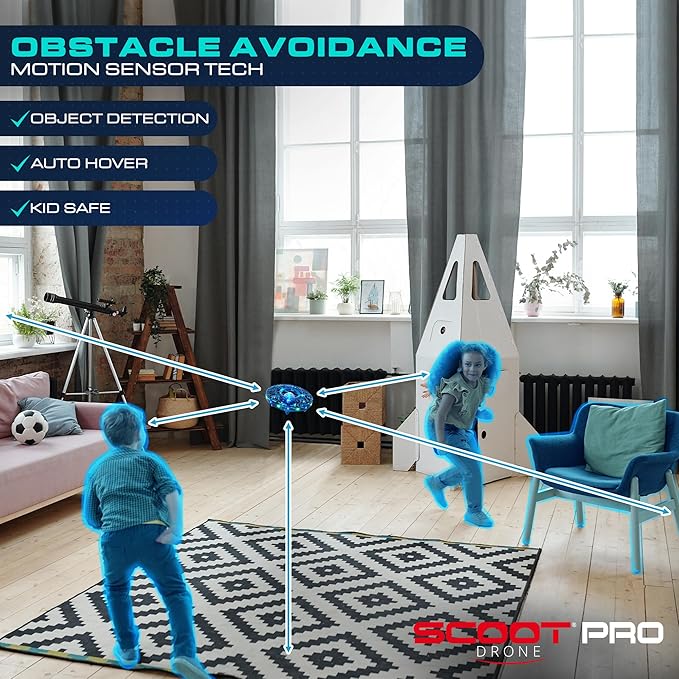 Force1 Scoot Pro Hand Operated Drone for Kids or Adults- Induction Hands Free Motion Sensors Mini Drones with Bright LED Projection, 360 Flips, Easy Indoor Small UFO Flying Orb Ball Drone Toy for Boys Girls