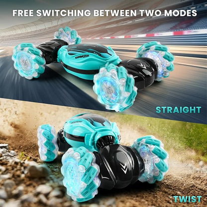 Gesture Sensing Stunt RC Car - Remote Control Gesture Sensor Toy Cars for 7 8 9 10 11 12 Year Boys 2.4GHz 4WD - Double Sided Rotating Off Road Vehicle Kids Birthday